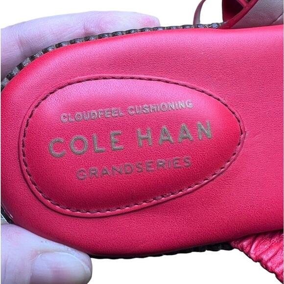 Cole Haan Grandseries Leather Strappy Flat Sandals Size 9.5 Red Cloudfeel Soft - Picture 6 of 8